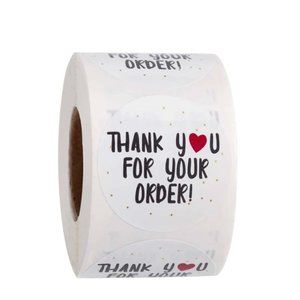 NEW One Roll of 500 Thank You Slogan 1" Stickers